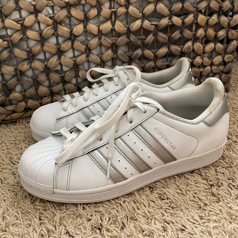 white and silver adidas